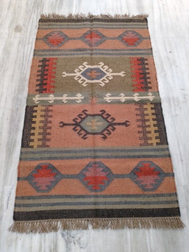 Tapis inde laine jute vintage - inde,