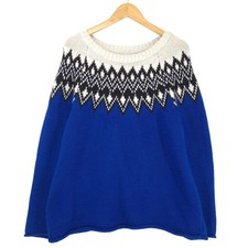 Pull Nordique Norvégien Bleu Fair Isle Femme Taille XL