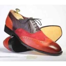 Nouvelles chaussures habillées Oxford à lacets en cuir trois tons pour hommes