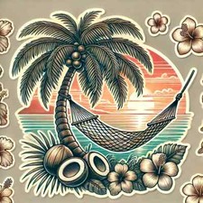 2 Autocollants hibiscus Tahiti