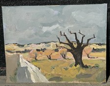 Raymond Vernet : Tableau ancien Peinture Gouache - Paysage Alpilles