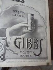GIBBS savon à barbe publicité papier ILLUSTRATION 1920