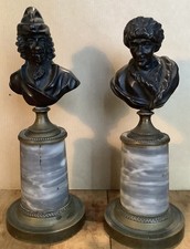 Paire De Bustes En Bronze Voltaire Et Rousseau.