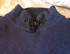 Pull Bleu Marine Col Cheminée Taille M Laine Et Angora