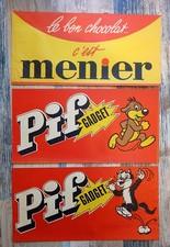 3 CALOTS PUBLICITAIRE EN PAPIER  - PIF GADGET et CHOCOLAT MEUNIER -TBE