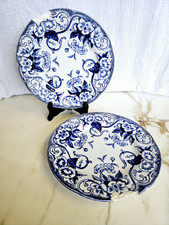 2 Assiette Plate en Faïence de Creil Montereau - Modèle Flora - XIXe Abimées