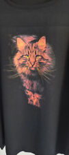 Tee-shirt noir Imprimé Félin Chat roux avec les yeux verts Taille L/XL
