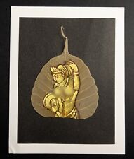 Carte Kamasutra Femme indienne au pot peinture érotique feuille de Pipal # 1844