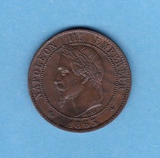 (BR.205) 10 CENTIMES NAPOLÉON III LAUREE 1863 BB STRASBOURG  (SUP) ETAT RARE!