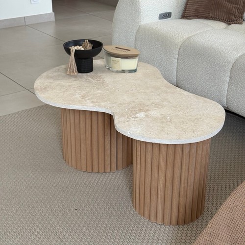 Table basse poire travertin - , et