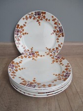 6 Assiettes plates Art Déco HBCM Creil & Montereau Modèle Achille France