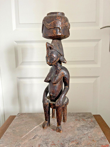 Ancien sculpture bois femme - bois,