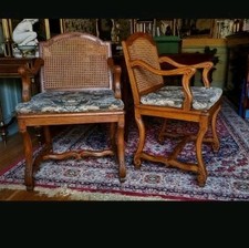 Paire De Fauteuil Canné De Style Louis XIV. Fin XIXème