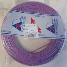 Fil électrique rigide (conducteur) H07V-U 1,5 mm² violet en bobine de 100m ,