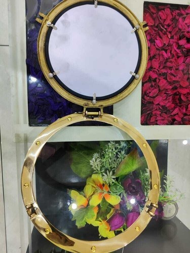 Miroir hublot laiton mur