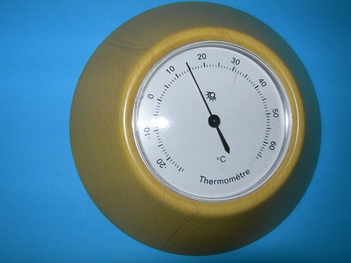 Thermomètre bois rond - rond,, très