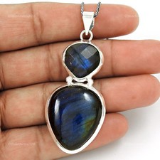 Offre Cadeau De Noël Pendentif En Argent 925 Sterling Réel En Labradorite