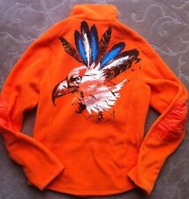 JS XTREME Orange Fleece Jacket with Feathered Eagle Design~EU 2 (M)~Really Nice!