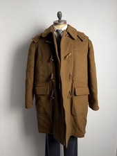 Manteau Vintage Montgomery en Laine Marron Beige à Capuche Hommes Taille 50 L