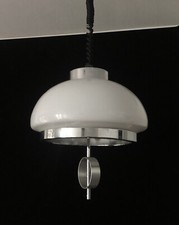 Suspension monte et baisse Jean Gandelin en verre , acier chromé , alu 70’