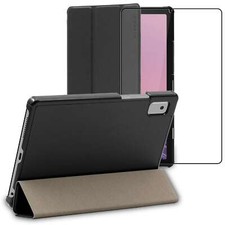 Housse Lenovo Tab M9 Coque Etui veille auto + VERRE Trempé, Noir
