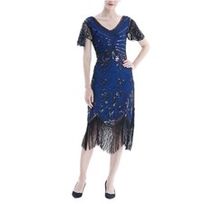 Femme Pailleté Robe Charleston Cocktail Latin Bal Robe Avec Gland 1920s