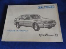 notice conduite & entretien alfa romeo 75  TURBO 1986