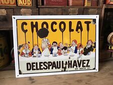 ANCIENNE PLAQUE ÉMAILLÉE CHOCOLAT DELESPAUL HAVEZ KUB ÉPICERIE OXO MAGGI MENIER