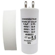 Condensateur 5.5 uF (5,5 µF) pour moteur Somfy ou Simu de volet roulant ou store