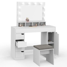 Coiffeuse ZELIA blanche miroir