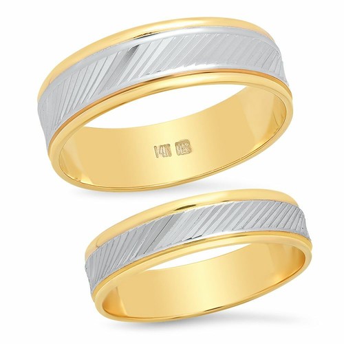 14k deux ton mariage bande - mariage,