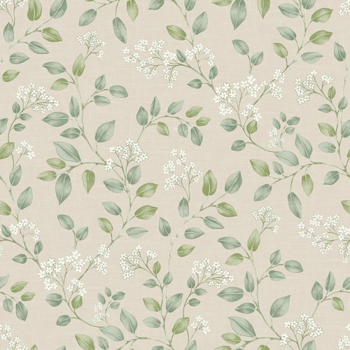 Papier peint fleurs neutres - papier,