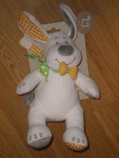 Doudou Chien Hund Dog Bengy Amtoys Gris Blanc Os Echarpe Vert BOITE A MUSIQUE 9