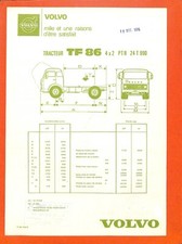 VOLVO TRUCKS / TYPE TF 86 4X2  / TRACTEUR / FICHE TECHNIQUE DE 1974