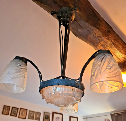Superbe lustre art - superbe, fer