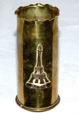 TRAVAIL DE POILU ARTISANAT TRANCHÉE DOUILLE D'OBUS SCULPTÉ TOUR EIFFEL PARIS !