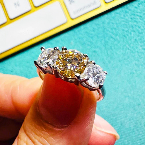 Bague diamant blanc et - diamant,