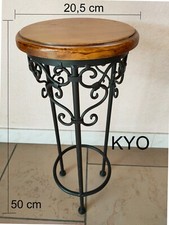 Bout de canapé rond, guéridon, table d'appoint, bois métal noir  - Très bon état