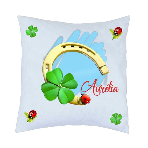 Coussin carré porte bonheur - porte,
