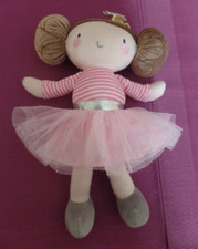 B10G / doudou peluche poupée robe rayé tutu rose grelot ORCHESTRA