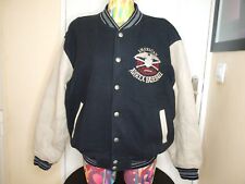 VARSITY AVIREX VINTAGE NOIRE LAINE ET CUIR CREME AVEC PATCH, TAILLE L/XL