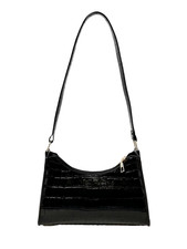 Sac à Main - Femme - Cuir - Noir - Motif - Crocodile - 25 x 17 x 6 cm