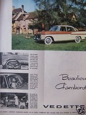 PUBLICITÉ DE PRESSE 1958 SIMCA BEAULIEU CHAMBORD VEDETTE - ADVERTISING