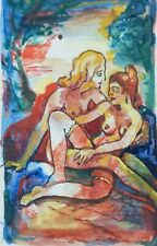 Arthur GREUELL (1891-1966)  -  2 amies - Jeunes femmes nues - Aquarelle signée 