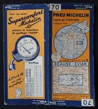 Carte MICHELIN 70 BEAUNE EVIAN 1934 Guide Bibendum pneu tyre map