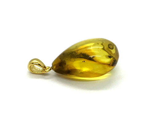 Pendentif ambre avec insectes - pendentif,