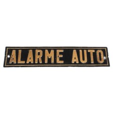 Plaque en tôle d'aluminium vintage / Alarme Auto
