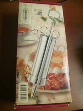 Set décor pâtissier vintage seringue + 7 douilles en acier inoxydable -TBE