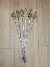 Lot de 6 brochettes / brochettes de barbecue décoratives turques en laiton et inox 5814