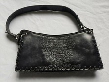 Sac à main femme style croco simili cuir noir